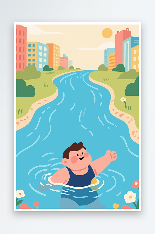 卡通男孩图标矢量插画图形元素-众图网