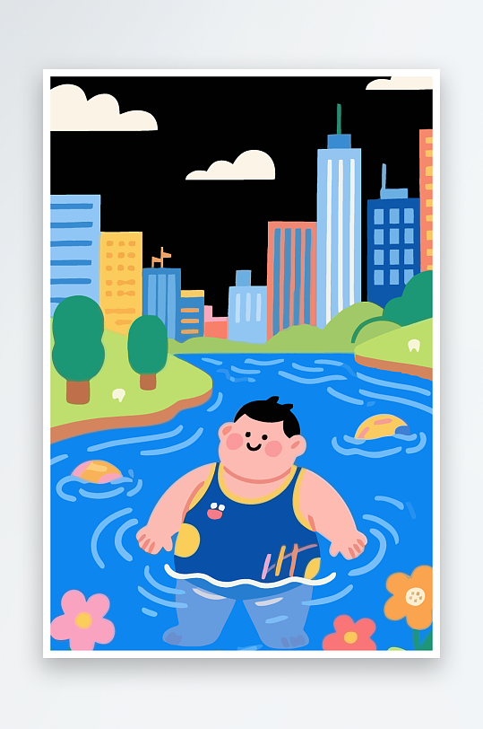 卡通男孩图标矢量插画图形元素-众图网