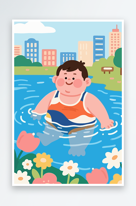 卡通男孩矢量插画图形元素-众图网