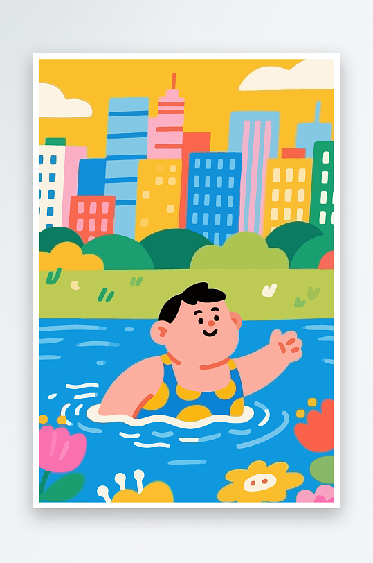 卡通男孩矢量插画图形元素-众图网