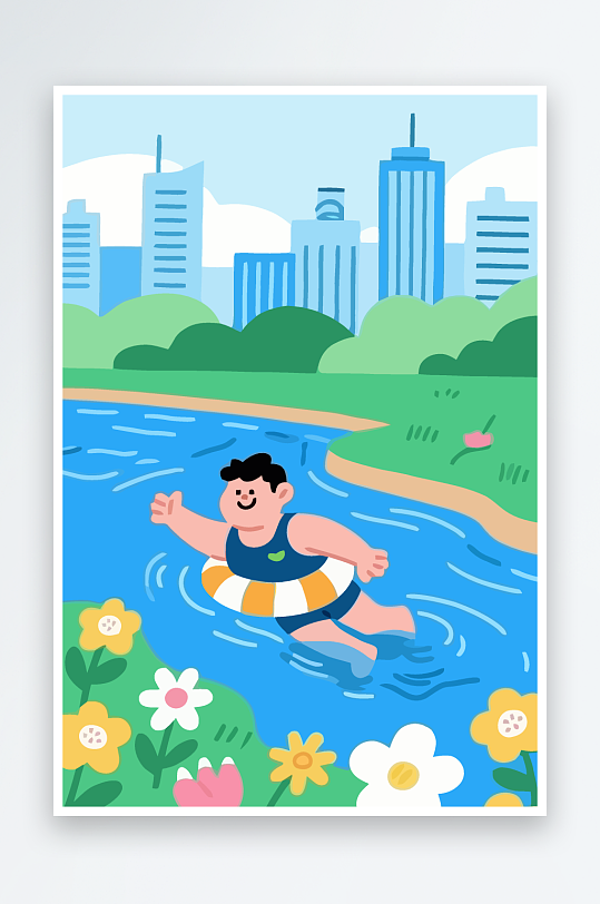 卡通男孩矢量插画图形元素-众图网