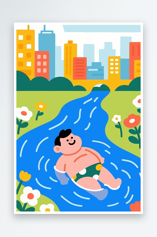 卡通男孩矢量插画图形元素-众图网