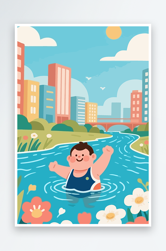 卡通男孩矢量插画图形元素-众图网