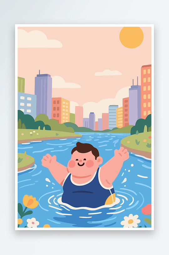 卡通男孩矢量插画图形元素-众图网