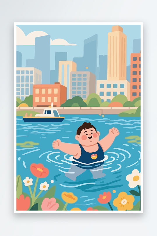 卡通男孩矢量插画图形元素-众图网