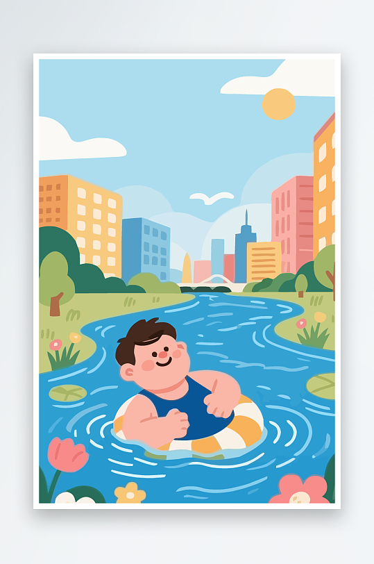 卡通男孩矢量插画图形元素-众图网