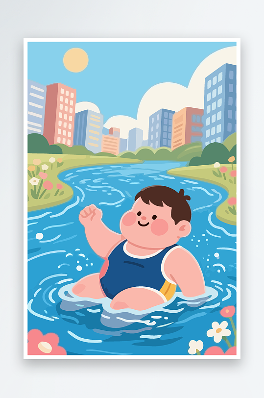 卡通男孩图标矢量插画图形元素-众图网