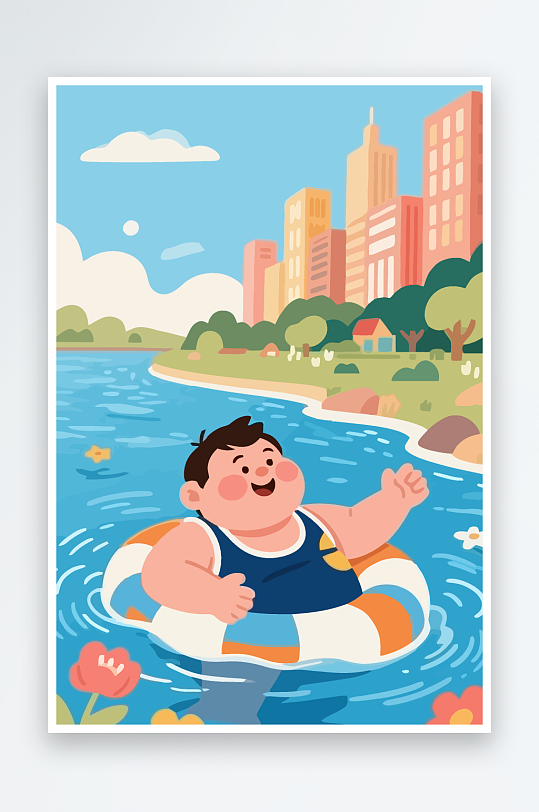 卡通男孩矢量插画图形元素-众图网