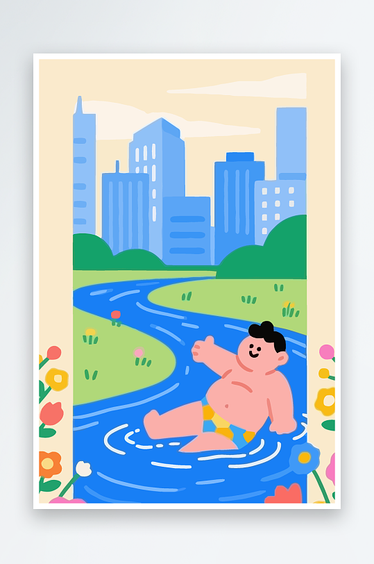 卡通男孩矢量插画图形元素-众图网