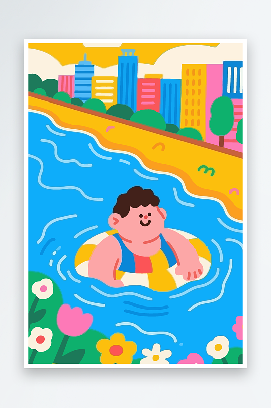 卡通男孩矢量插画图形元素-众图网