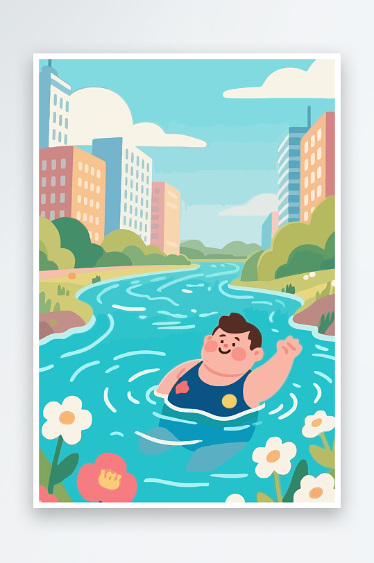 卡通男孩矢量插画图形元素-众图网