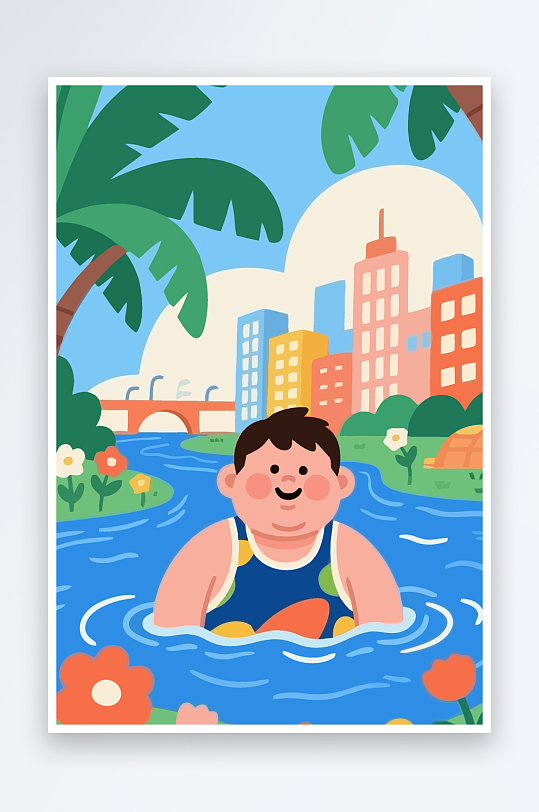 卡通男孩矢量插画图形元素-众图网