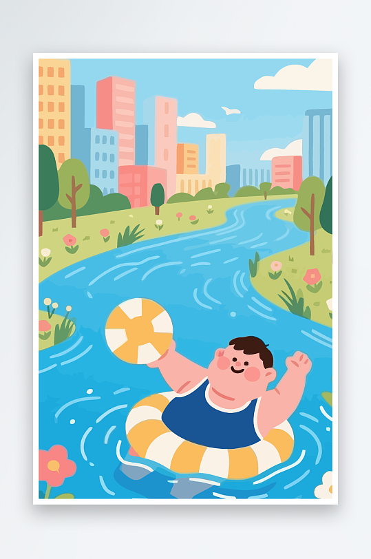 卡通男孩矢量插画图形元素-众图网