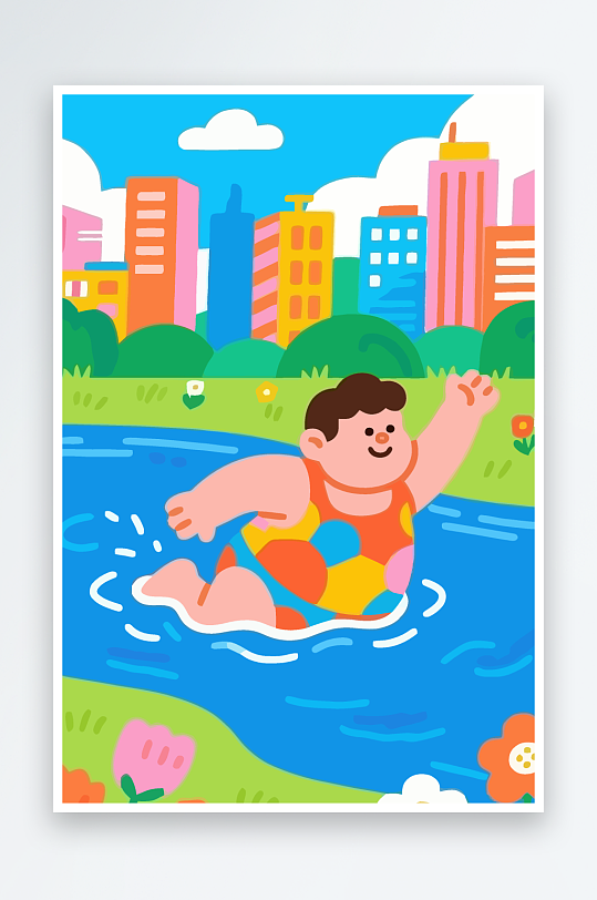 卡通男孩矢量插画图形元素-众图网