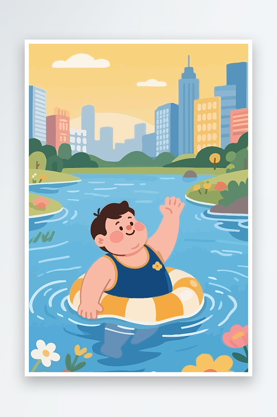 卡通男孩矢量插画图形元素-众图网