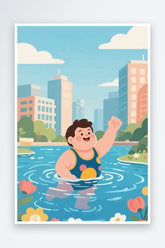 卡通男孩矢量插画图形元素-众图网