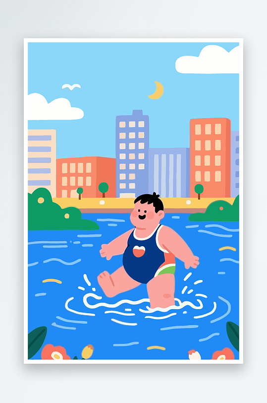 卡通男孩矢量插画图形元素-众图网