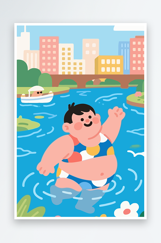 卡通男孩矢量插画图形元素-众图网