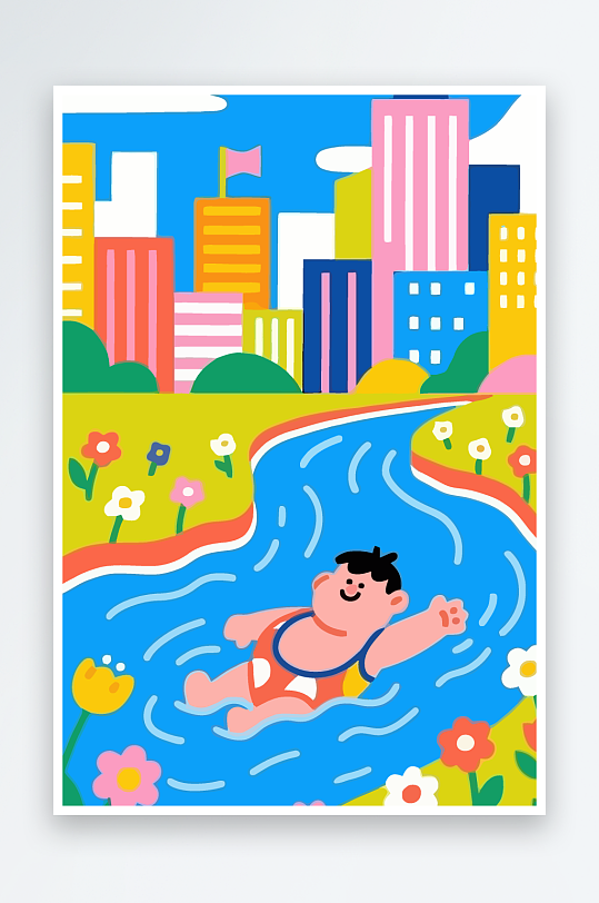 卡通男孩图标矢量插画图形元素-众图网