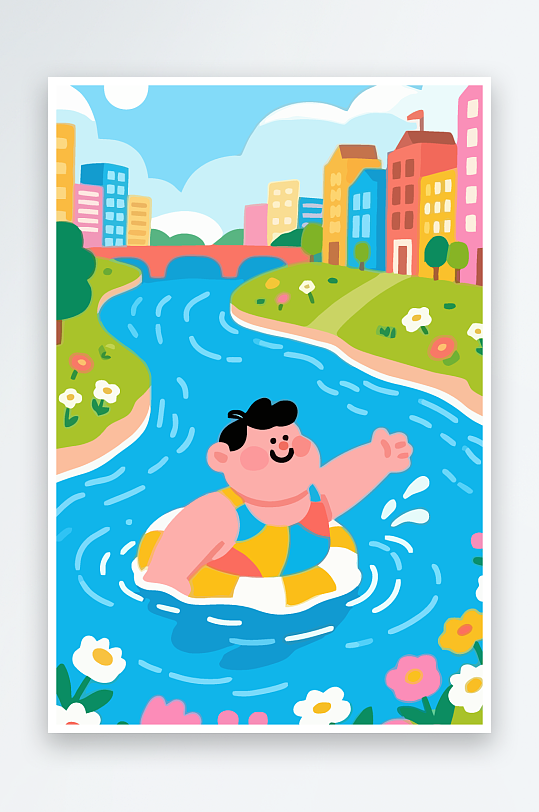 卡通男孩矢量插画图形元素-众图网