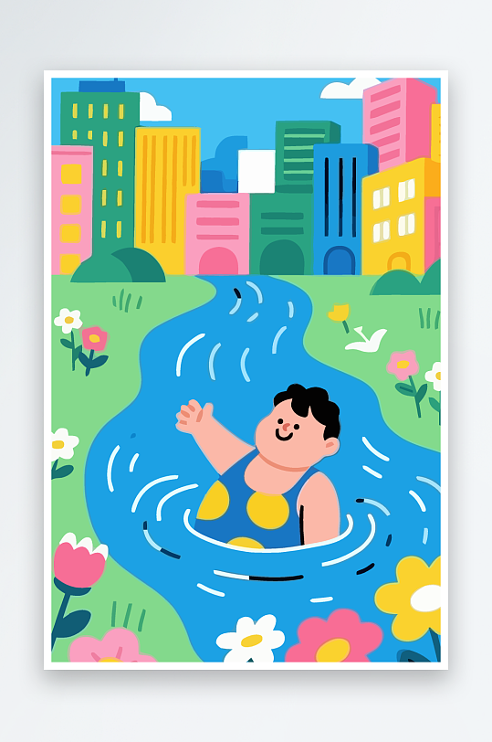 卡通男孩矢量插画图形元素-众图网