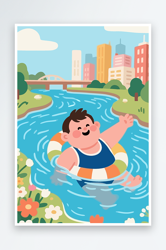 卡通男孩矢量插画图形元素-众图网