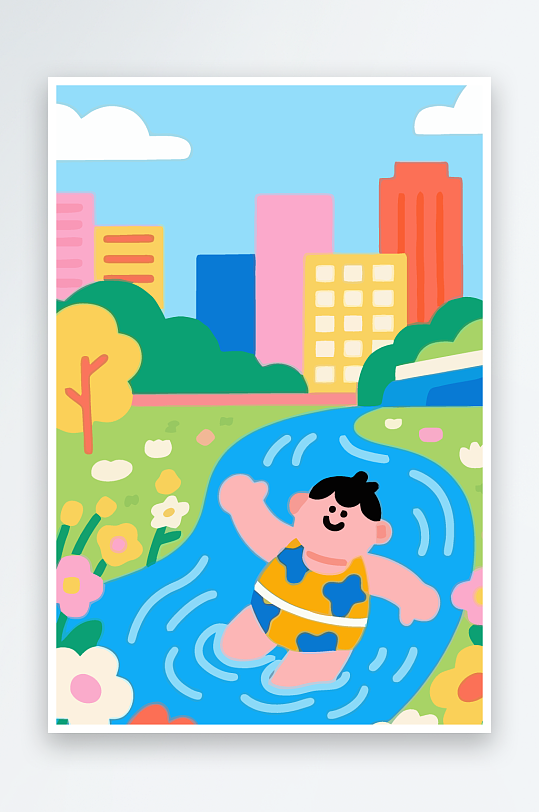 卡通男孩矢量插画图形元素-众图网