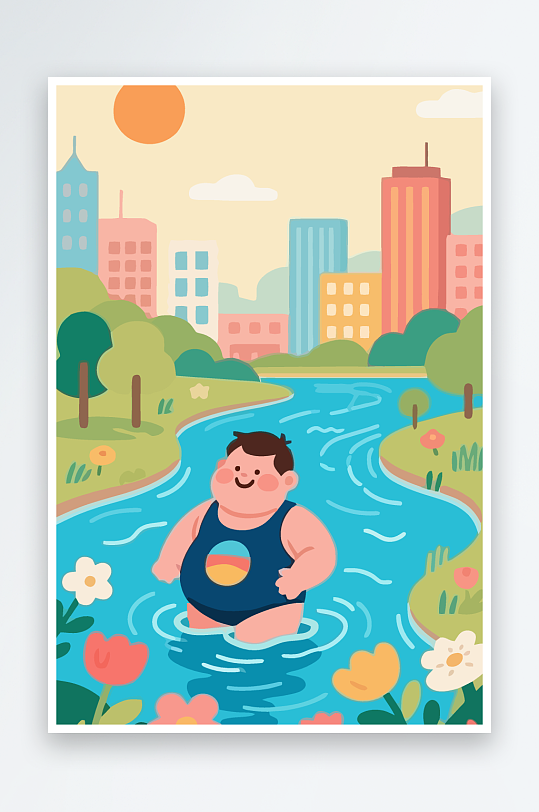 卡通男孩矢量插画图形元素-众图网