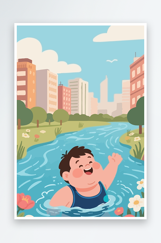 卡通男孩矢量插画图形元素-众图网