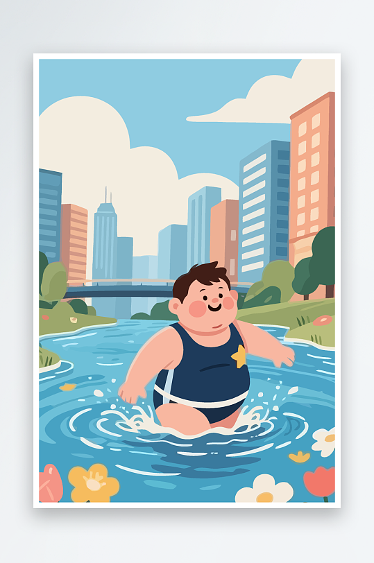 卡通男孩矢量插画图形元素-众图网