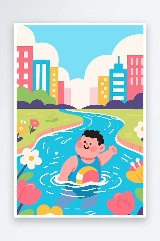 卡通男孩图标矢量插画图形元素-众图网