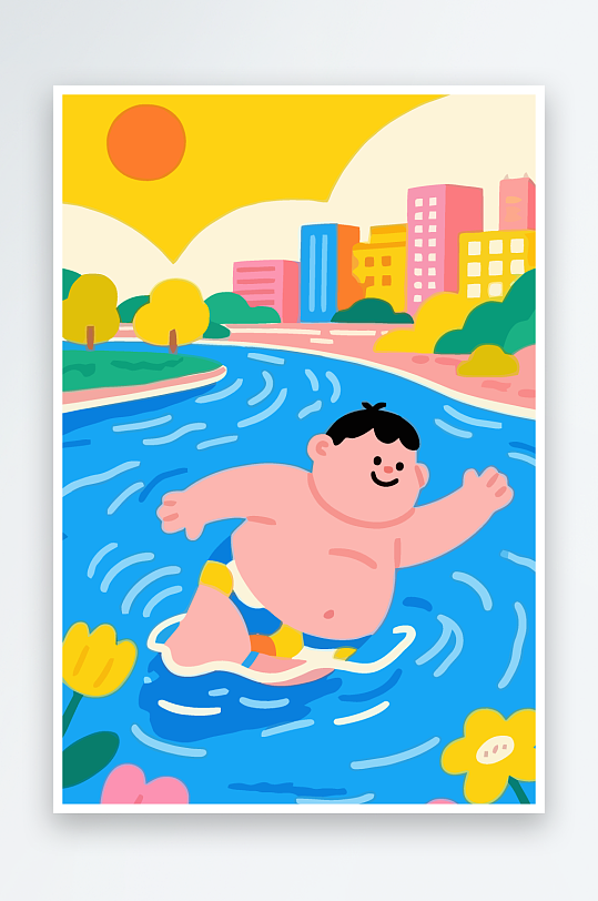 卡通男孩矢量插画图形元素-众图网