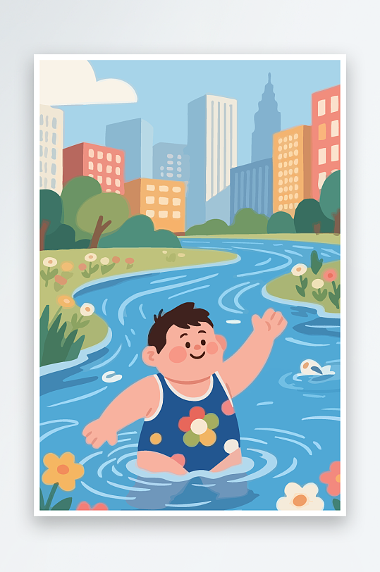 卡通男孩矢量插画图形元素-众图网