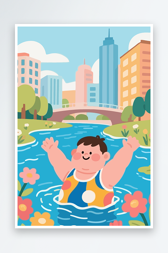 卡通男孩矢量插画图形元素-众图网