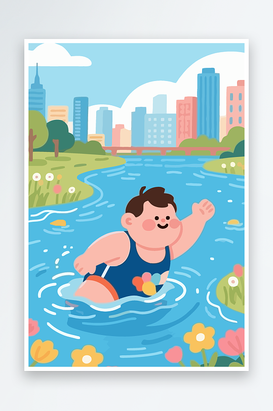 卡通男孩矢量插画图形元素-众图网