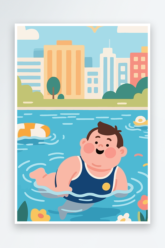 卡通男孩矢量插画图形元素-众图网