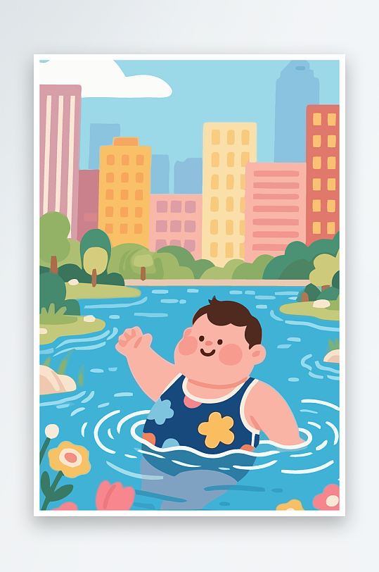 卡通男孩矢量插画图形元素-众图网