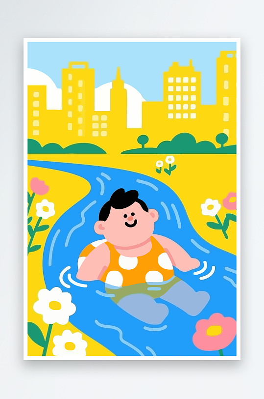 卡通男孩矢量插画图形元素-众图网