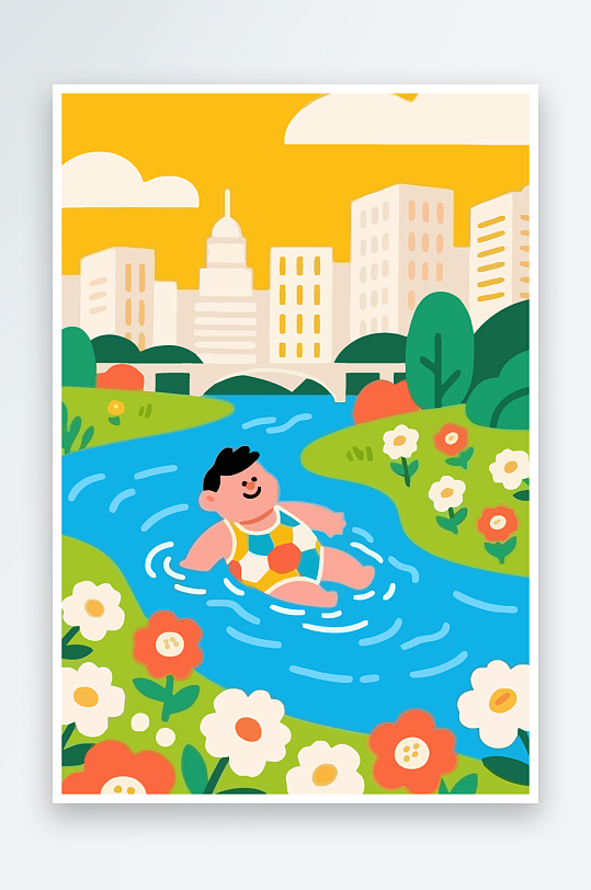 卡通男孩图标矢量插画图形元素-众图网