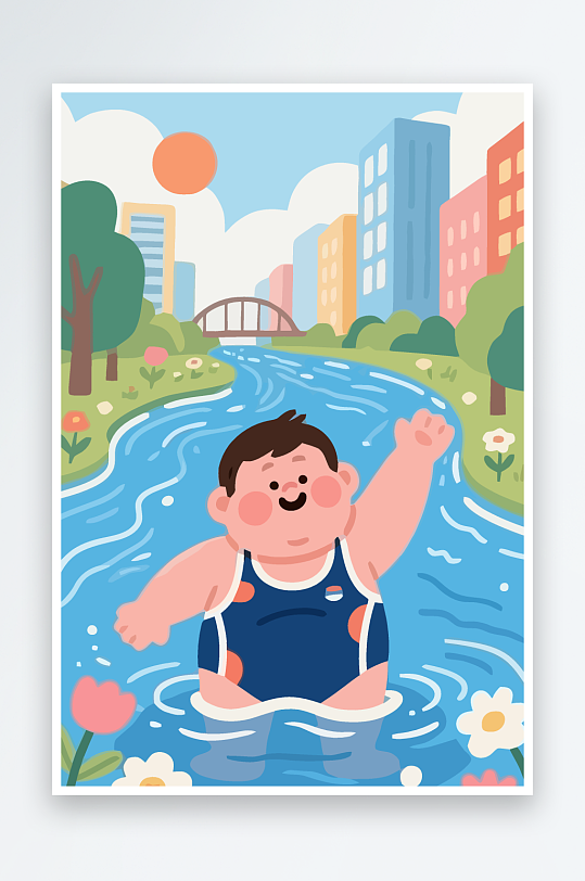 卡通男孩图标矢量插画图形元素-众图网