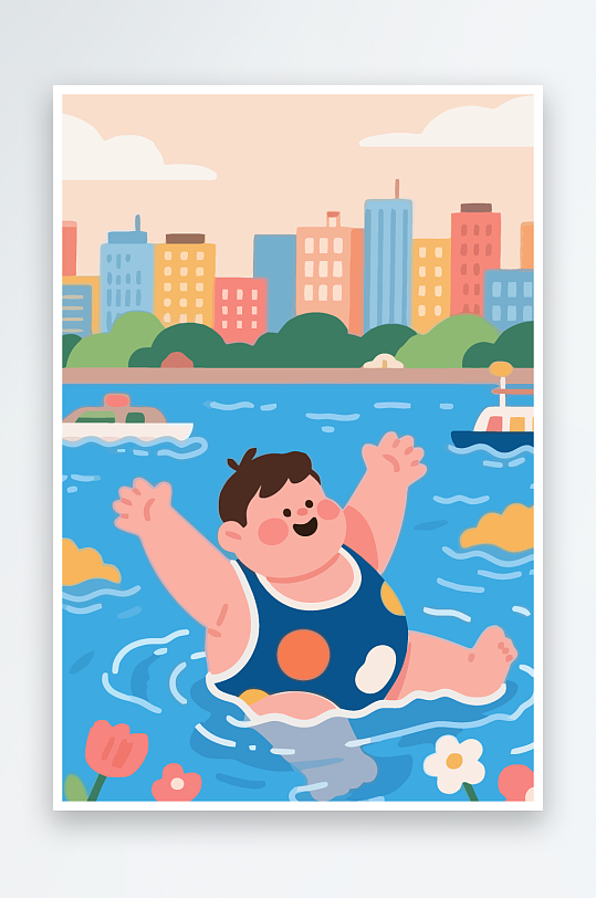 卡通男孩矢量插画图形元素-众图网