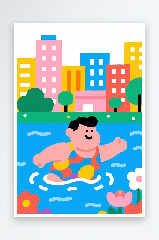 卡通男孩矢量插画图形元素-众图网