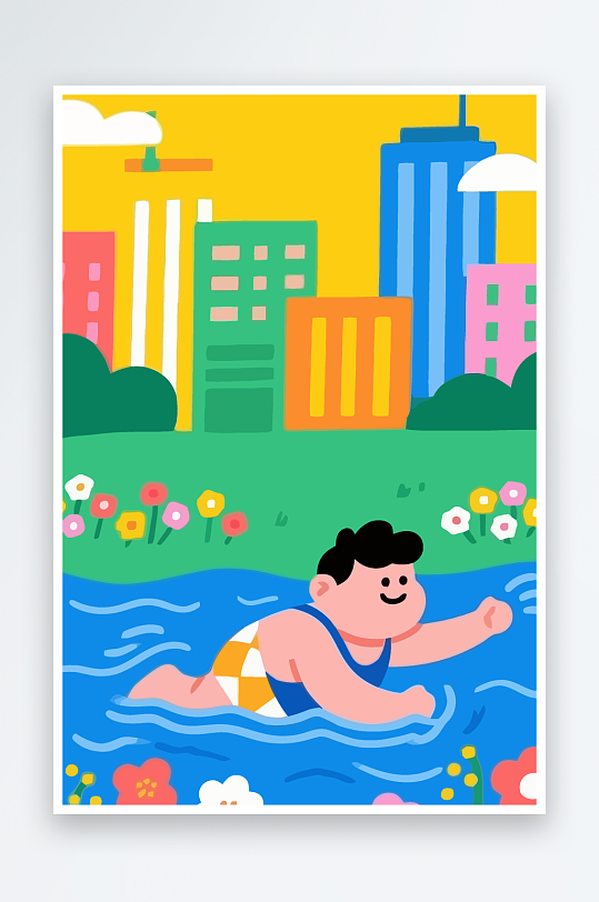 卡通男孩矢量插画图形元素-众图网