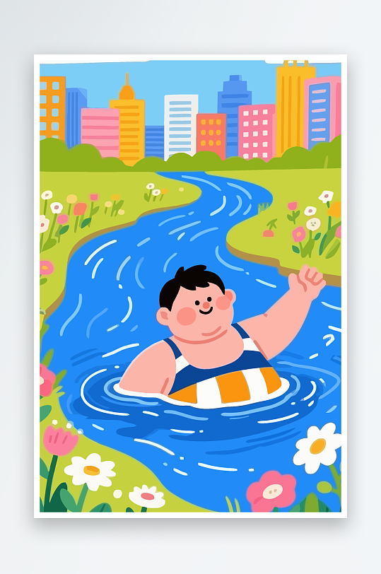 卡通男孩矢量插画图形元素-众图网