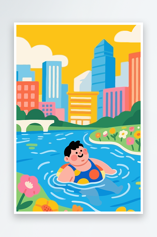 卡通男孩矢量插画图形元素-众图网