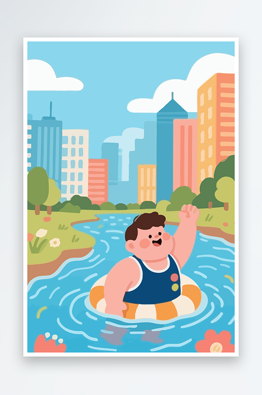 卡通男孩矢量插画图形元素-众图网