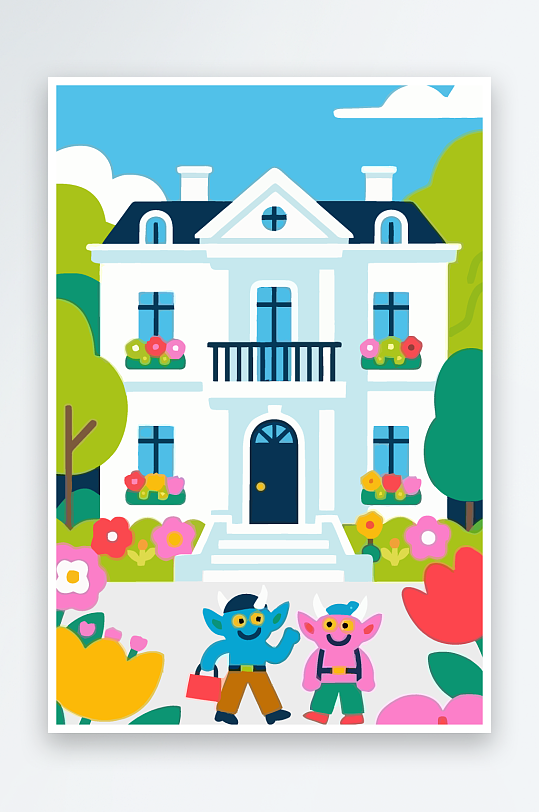 卡通兽人矢量插画图形元素-众图网