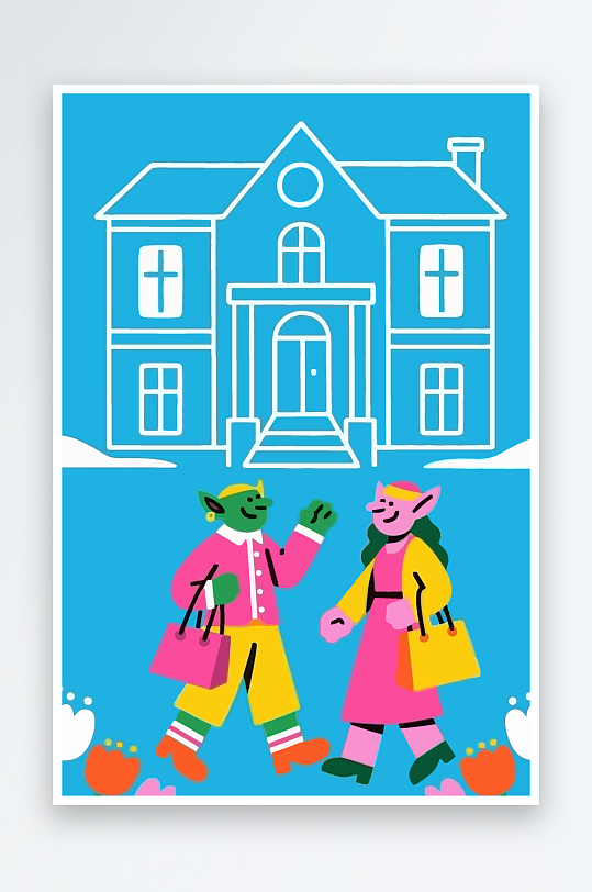 卡通兽人图标矢量插画图形元素-众图网