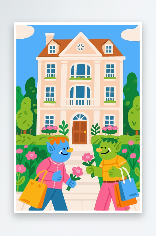 卡通兽人图标矢量插画图形元素-众图网