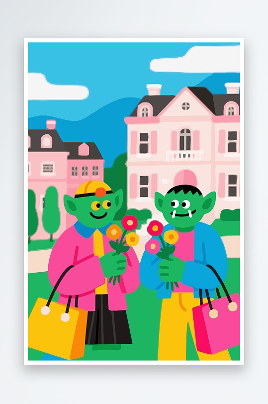 卡通兽人图标矢量插画图形元素-众图网